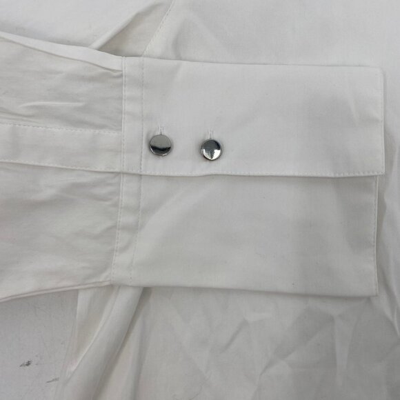 Lafayette 148 White Silver Classic Button-Up Blouse | Size S - Picture 2 of 8